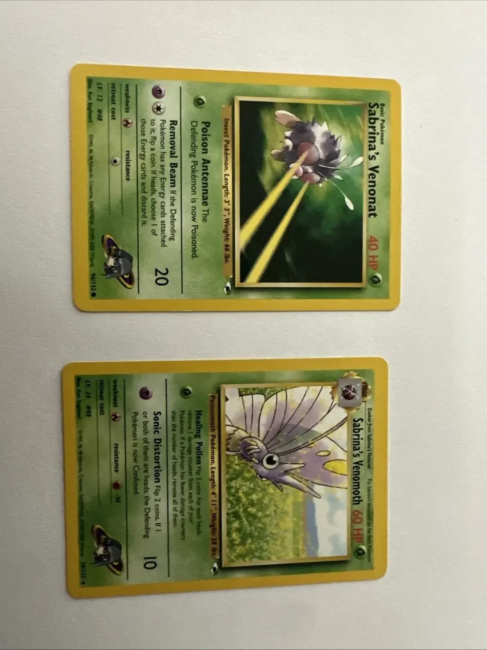 Pokemon Card Gym Heroes Sabrina's Venonat 96/132 & Venomoth 34/132 LP